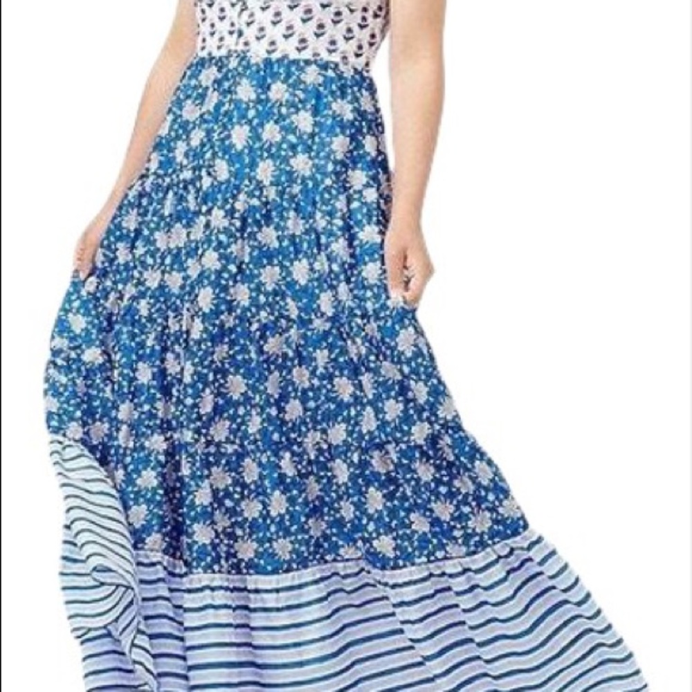Brand new J. Crew button front blue floral maxi dress
